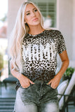 MAMA Leopard Print Short Sleeve Casual Graphic Tee