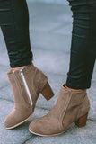 Faux Suede Size Zip Heeled Booties