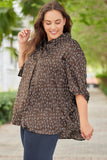 Buttoned Batwing Sleeve Plus Size Shirt