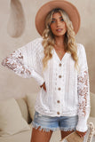 Lace Crochet Hollow Out Knit Buttoned Sweater