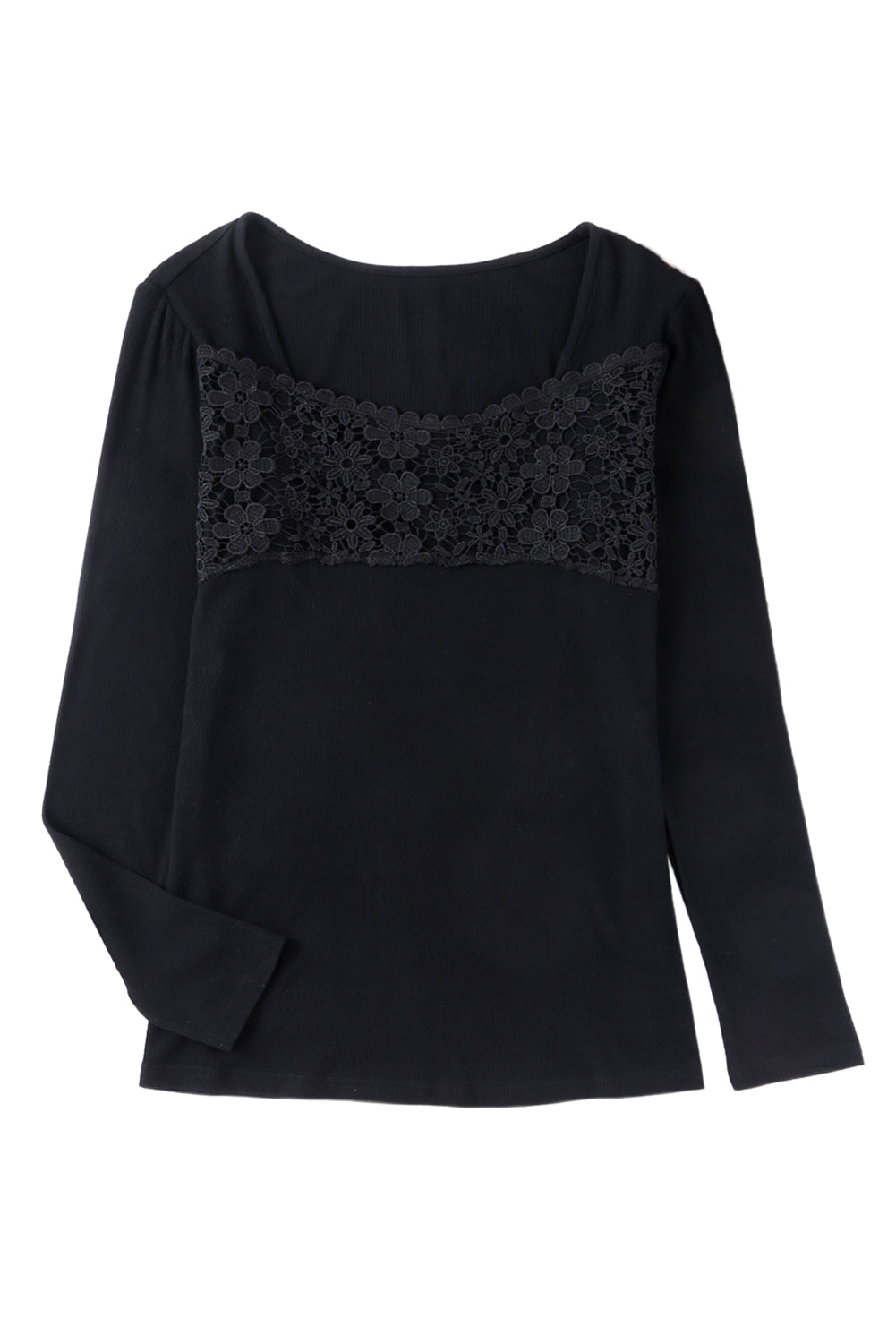 Lace Crochet V Neck Long Sleeve Top