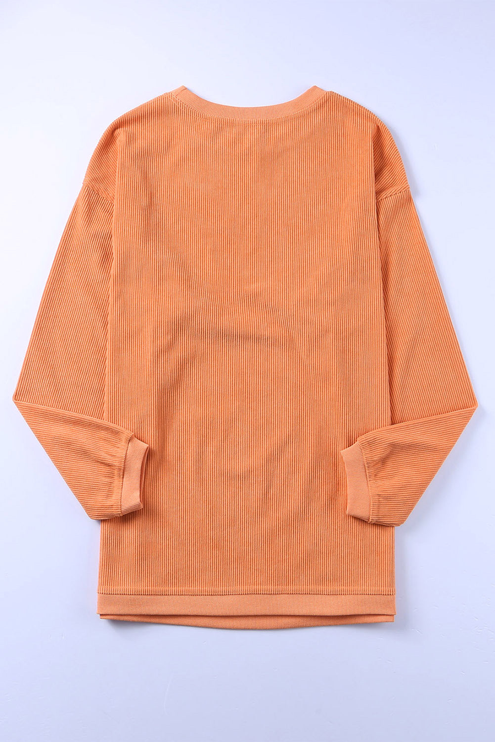 Orange Spooky Season Ghost Print Ribbed Pullover Sweatshirt