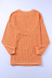 Orange Spooky Season Ghost Print Ribbed Pullover Sweatshirt