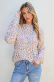 White Confetti Knit Popcorn Sweater Top