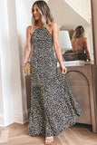 Halter Neck Strappy Tie Back Maxi Dress