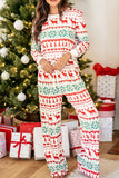 Christmas Print Pullover and Pants Lounge Set