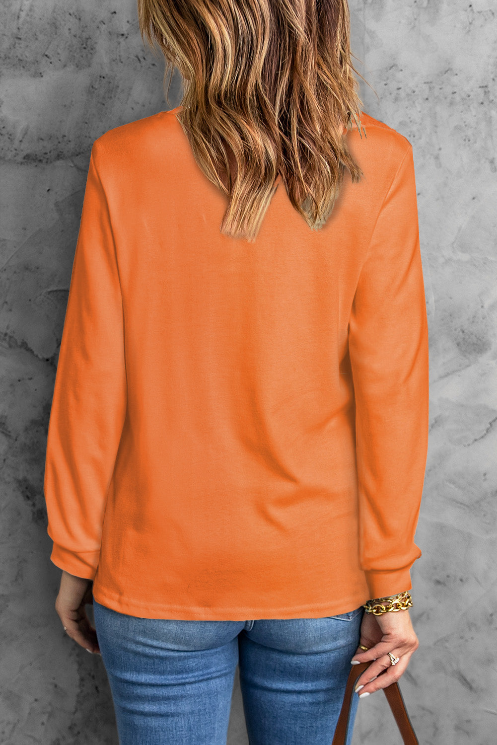 Plain Crew Neck Long Sleeve Top