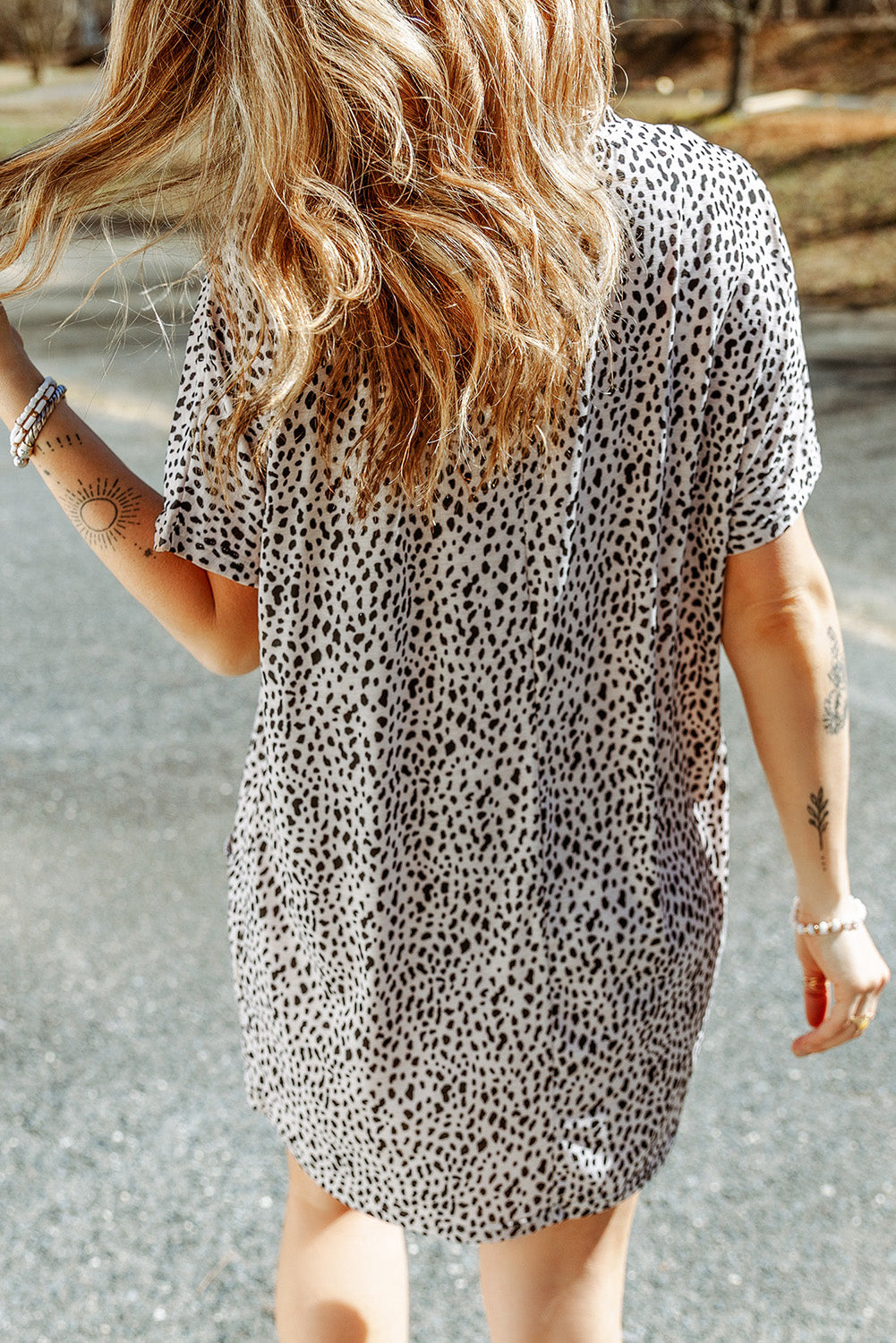 Print Side Pockets Tunic Top