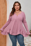 Plus Size Ruffled Waffle Knit Babydoll Top