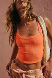 Grapefruit Orange Athletic Ribbed Cropped Cami Top