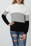 Striped Contrast Colorblock Knit Top