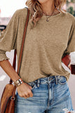 Smocked 3/4 Sleeve Casual Loose Top