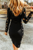 Cut Out Long Sleeve Bodycon Sweater Dress