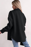 Solid Color Pocketed Button up Long Sleeve Shacket