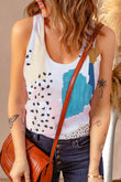 Mixed Abstract Print Racerback Tank Top