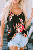 Floral Print Adjustable Spaghetti Strap V Neck Tank Top