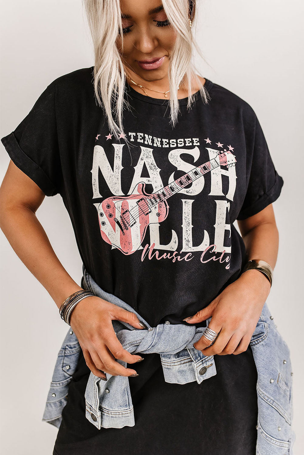 Robe t-shirt tendance noire Nashville Music Festival