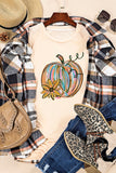 Pumpkin with Flower Graphic T Shirt