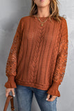 Crochet Lace Pointelle Knit Sweater