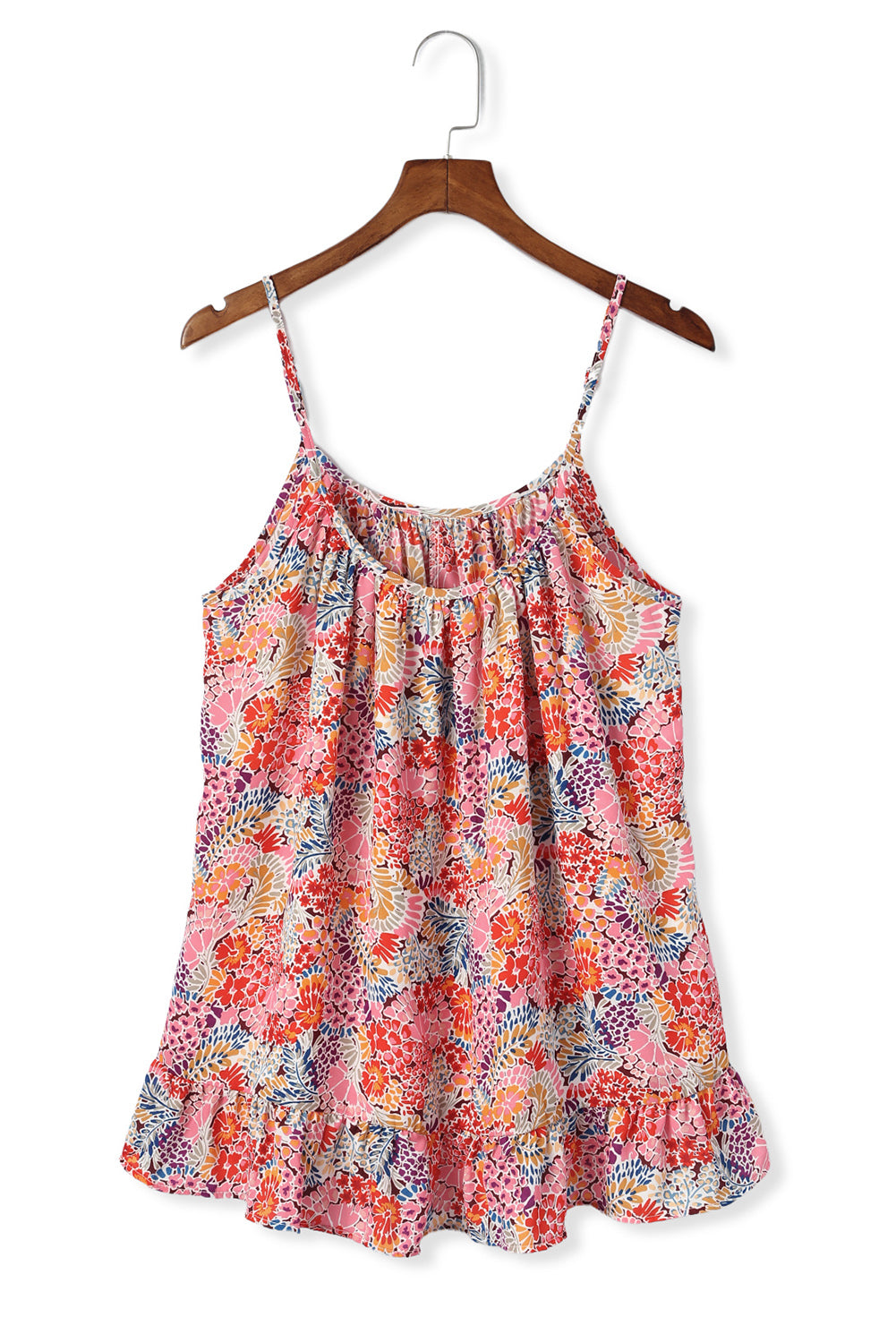 Spaghetti Straps Floral Print Sleeveless Top