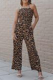 Print Halter Neck Backless Wide Leg Jumpsuit