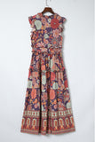 Vintage Ruffle Trim Floral Maxi Dress