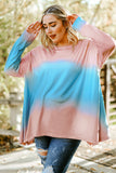 Haut Poncho Peint Bleu Ciel Grande Taille