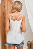 White Eyelet Strappy Scoop-Neck Tank Top