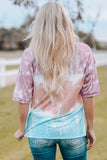 Lace Stitching Tie-dye Short Sleeve T Shirt