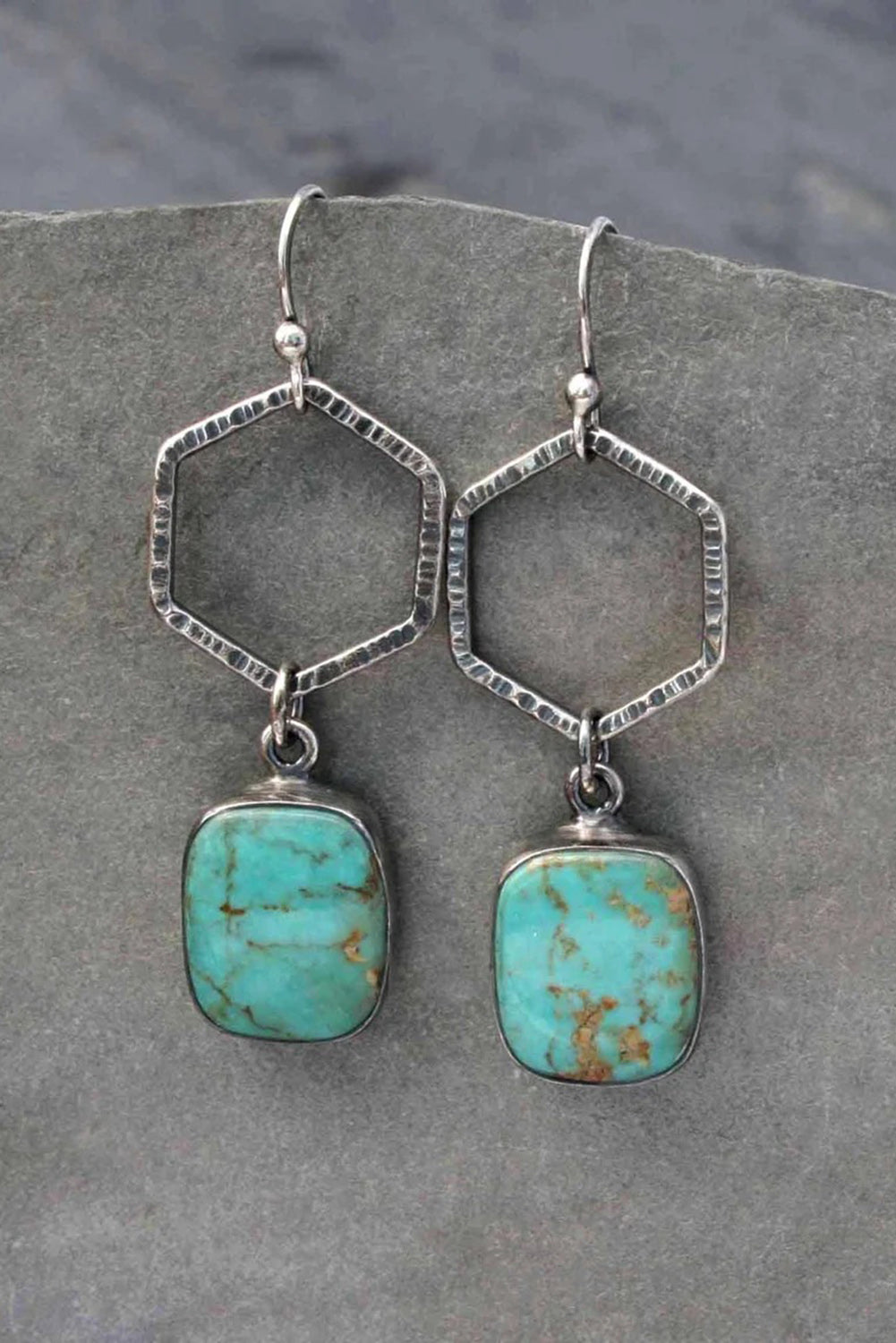 Boucles d'oreilles géométriques turquoise vintage vertes 