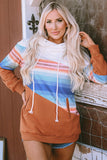 Striped Colorblock Pocketed Hoodie