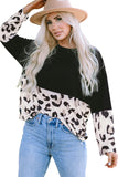 Leopard Color Block Long Sleeve Top