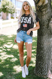 Distressed Tie-dye USA Flag Print T-shirt