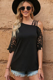 Lace Splicing Strappy Cold Shoulder Top