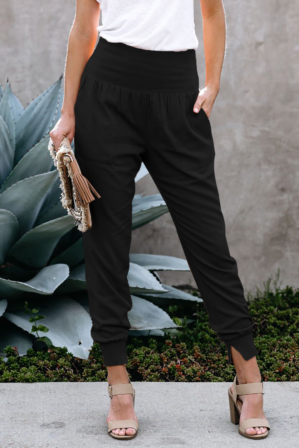 Pantalon de jogging décontracté noir avec poches