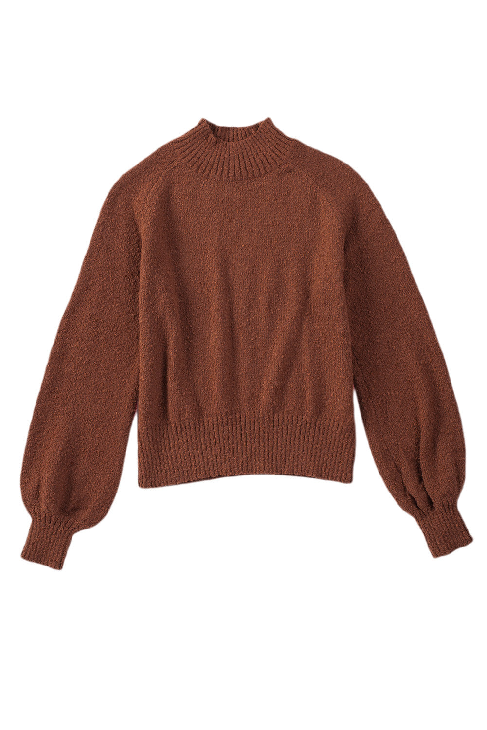 Solid Color Lantern Sleeve Knitted Sweater