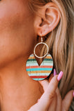 Boho Striped Print Wood Drop Earrings