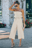 Ruffled Strapless Wide Leg Jumpsuit