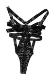 Strappy Caged Leopard Insert Teddy Lingerie