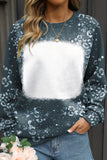 Blue Leopard Bleached Raglan Sleeve Crewneck Sweatshirt