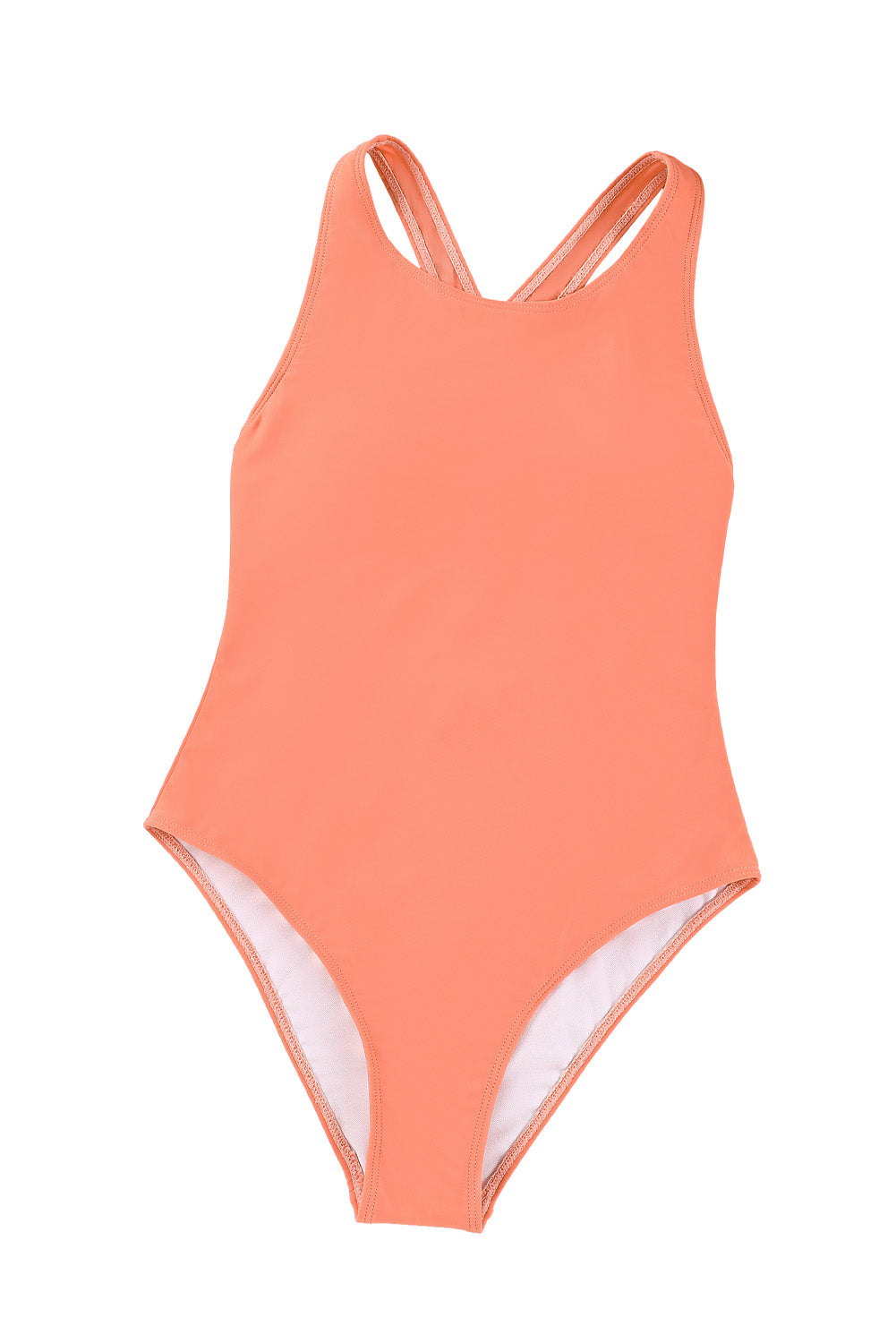 Solid Cross Back One Piece Swimsuit