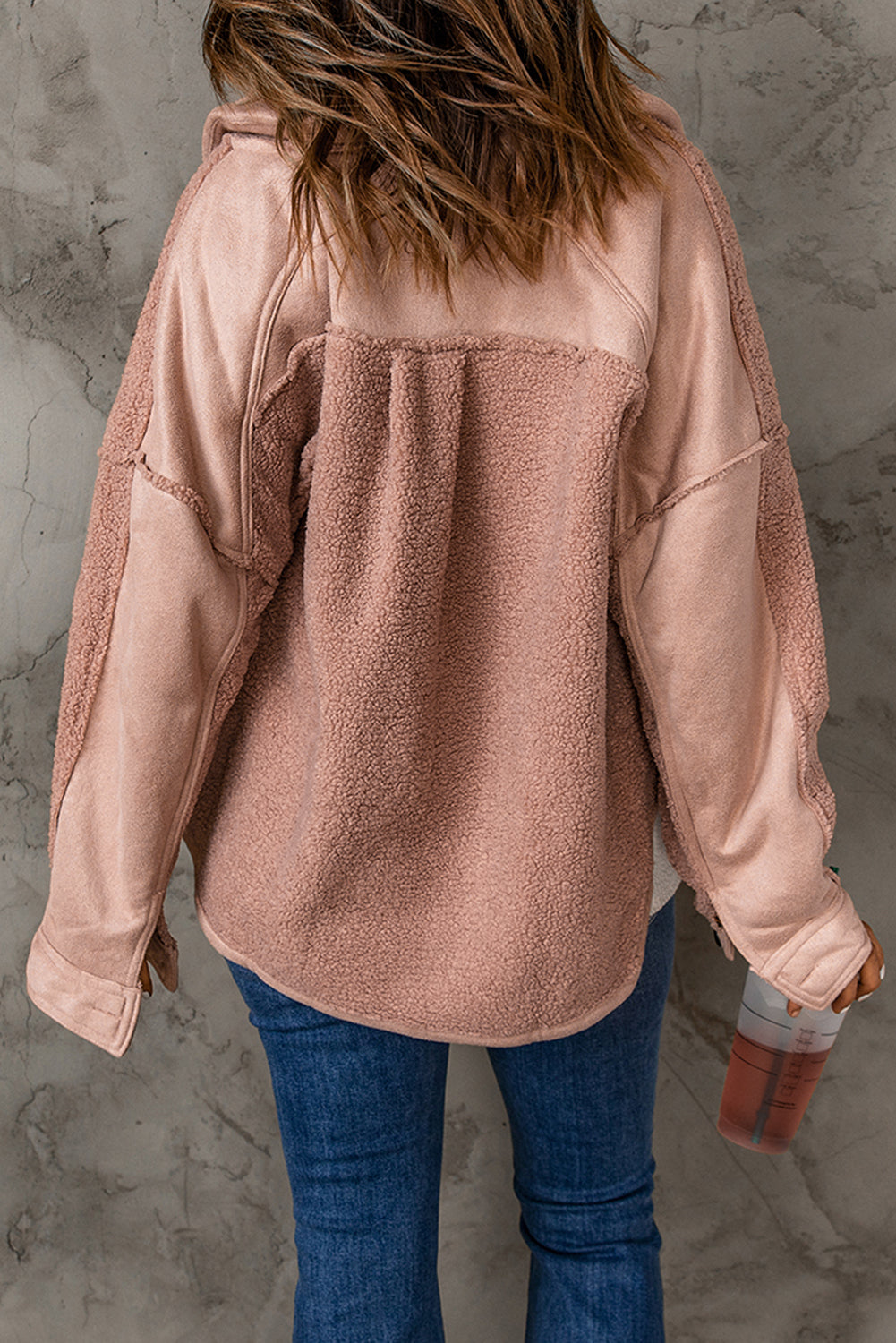 Suede Sherpa Patchwork Buttoned Loose Jacket