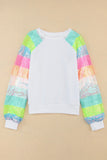 Sequin Color Block Raglan Sleeve Pullover Sweatshirt