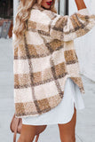 Plaid Pocketed Teddy Jacket