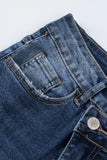 Jean skinny effet vieilli bleu ciel avec braguette zippée et bouton asymétrique