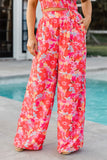 Boho Floral Sleeveless Wide Leg Pocket Pants Set