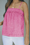 Mineral Wash Denim Smocked Tank Top