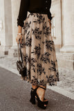 Floral Leaves Embroidered High Waist Maxi Skirt