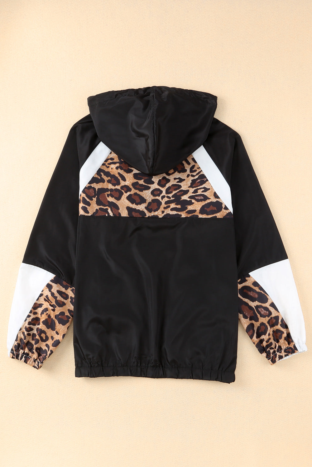 Leopard Print Contrast Stitching Hoodie