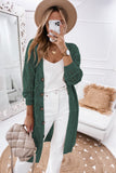 Khaki Hollow-out Openwork Knit Cardigan